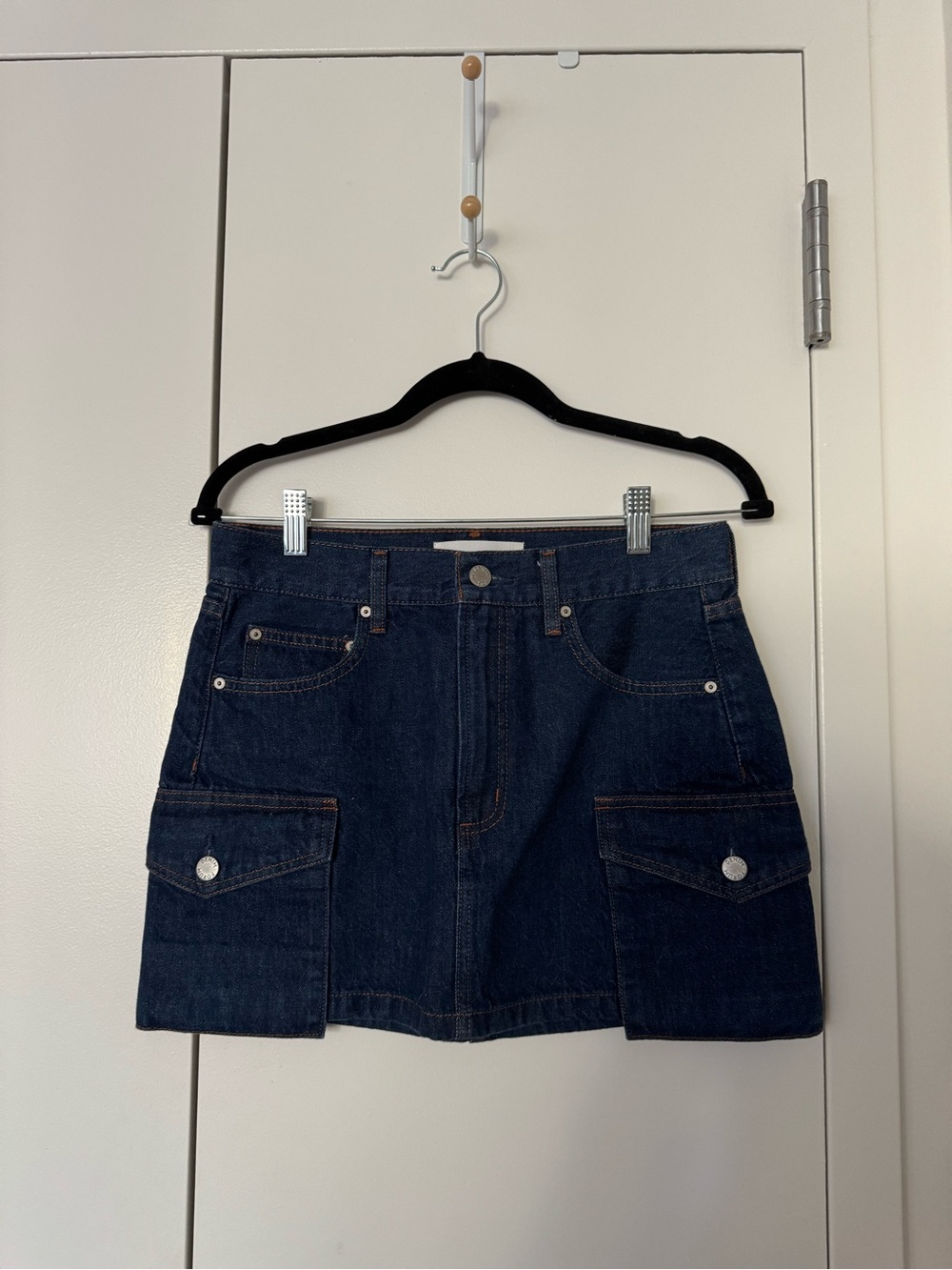 Aritzia Dark Indigo Denim Mini Skirt with Cargo Pockets